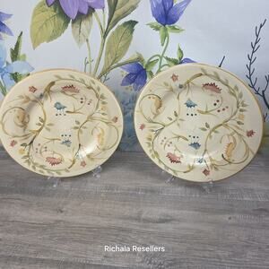 Home American Simplicity Floral Dinner Plates 11 1/4" Stoneware Lot Of 2